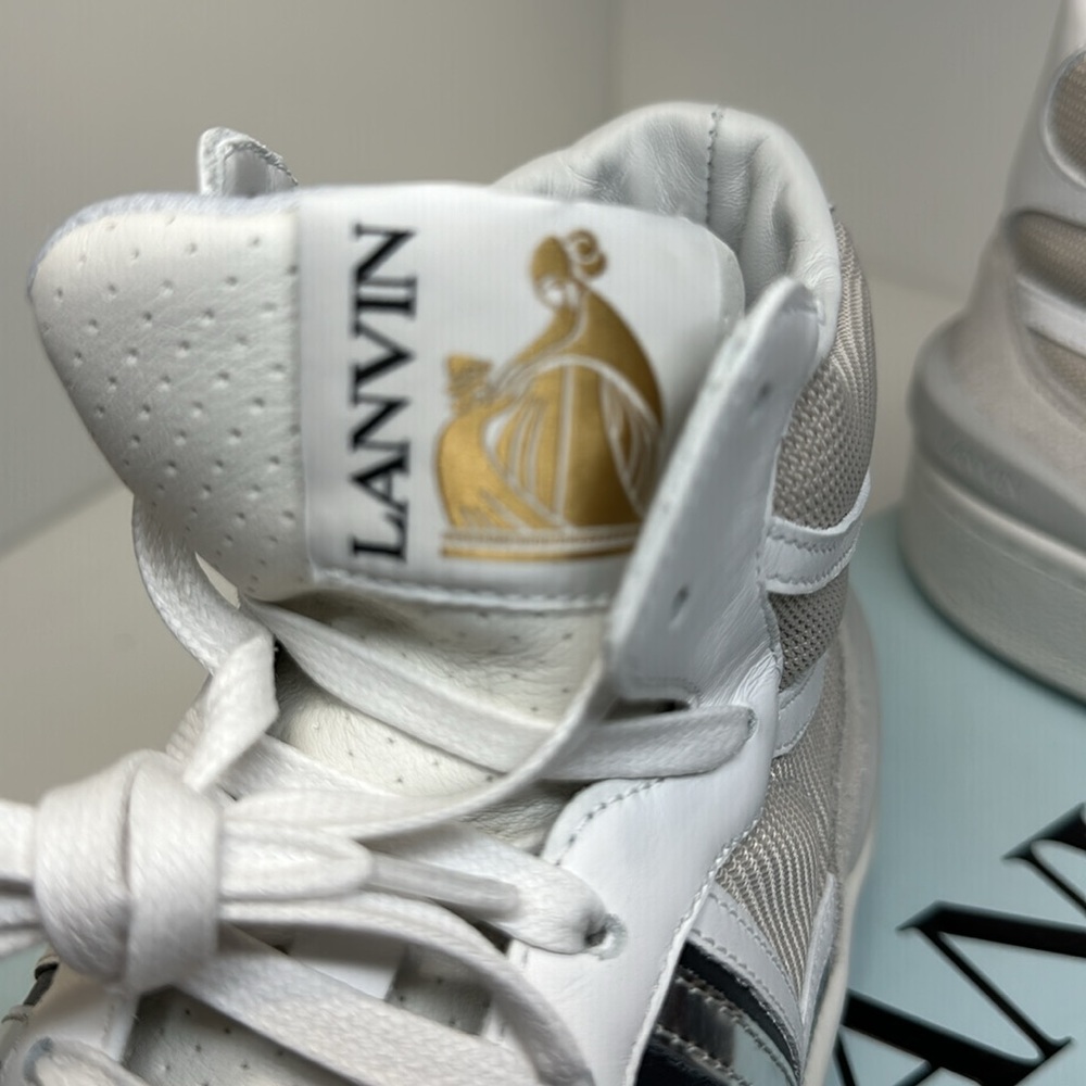 LANVIN men’s clay leather and mesh high top sneakers / size 8.5 US or 42 Europe - Picture 10 of 12